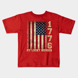 1776 MY LUCKY NUMBER FREEDOM USA 4TH OF JULY Kids T-Shirt